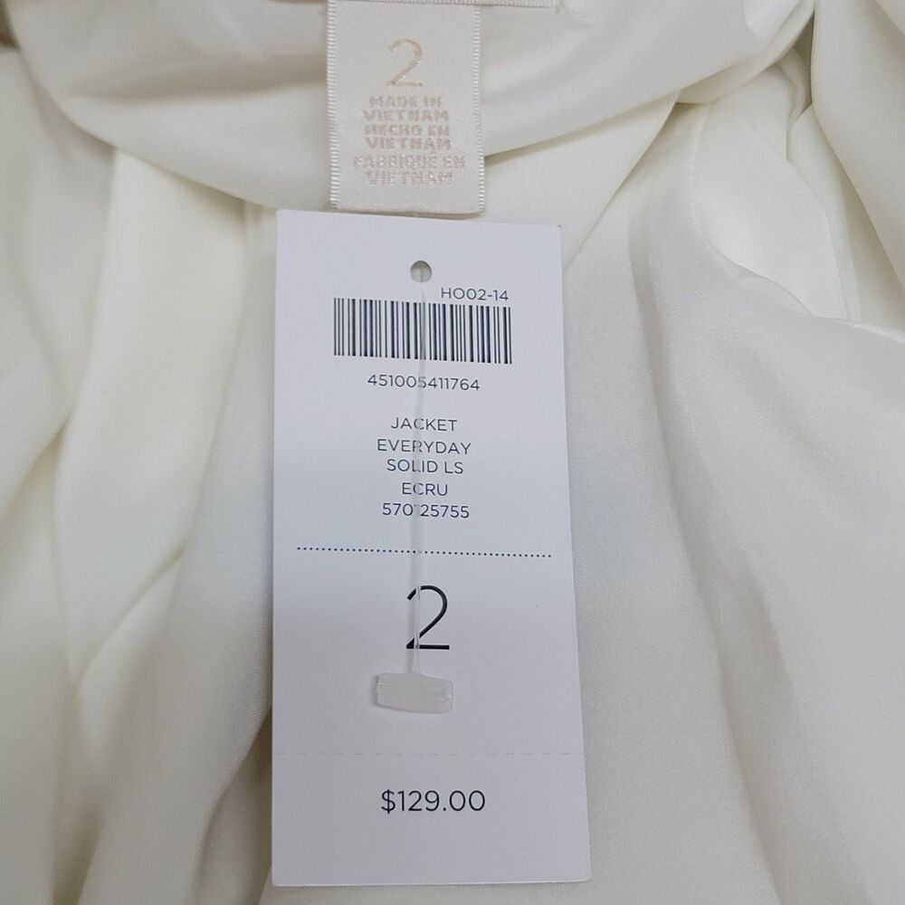 Chicos Off White Zip Pockets Long Sleeve Open Front Blazer - NWT - Picture 5 of 6
